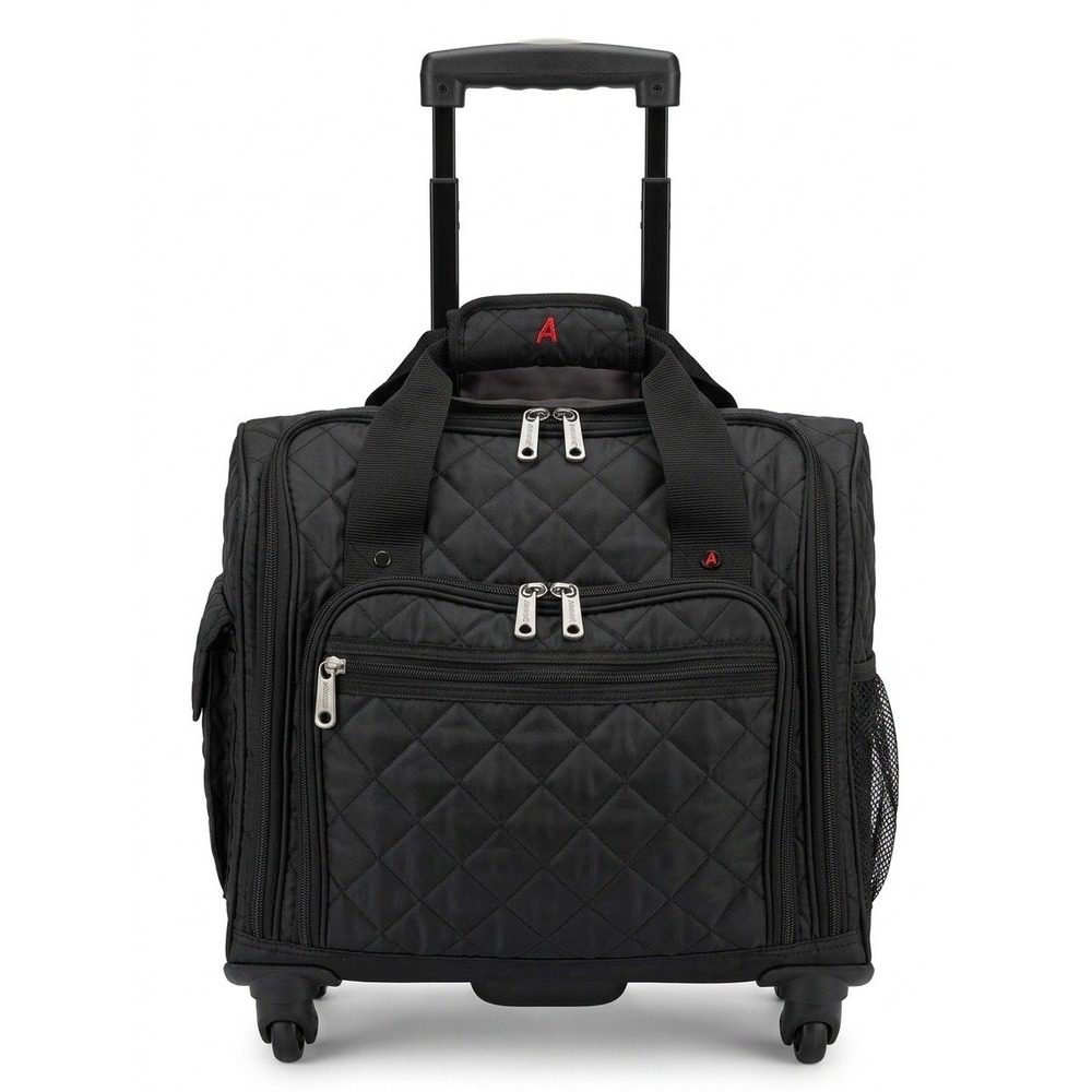 Athalon Rolling Bag Black Multi-Pocket/Zip Weekender Travel Extendable Handle